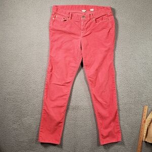 J Crew City Fit Corduroy Pants Womens 32R Coral Straight Leg Preppy Tropical
